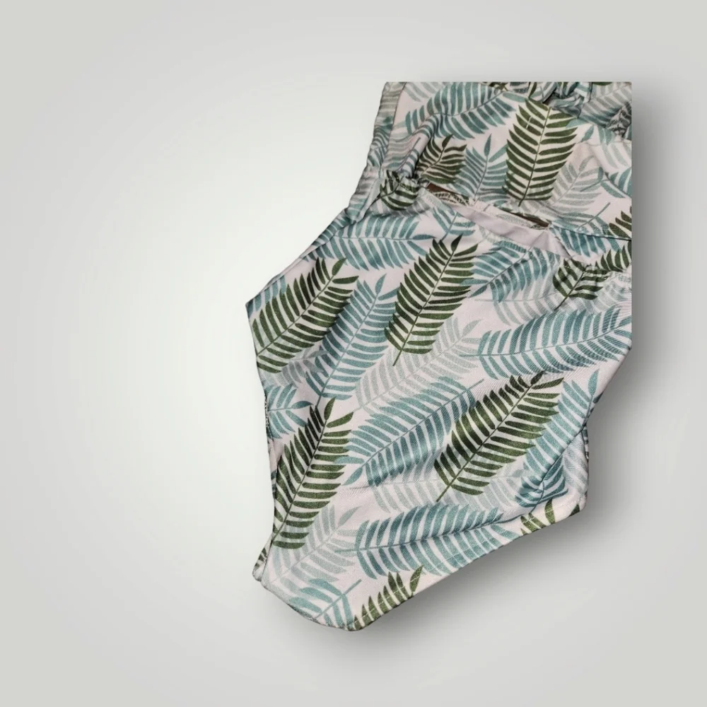 Bailey's Blossoms Tie Front Tropical Green Leaf Swimsuit 4t